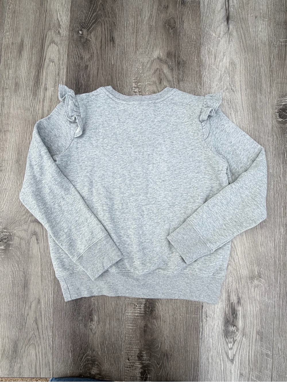 Polo by Ralph Lauren Girls' Heather Gray Ruffle Shoulder Sweatshirt 12-14 - Picture 3 of 3